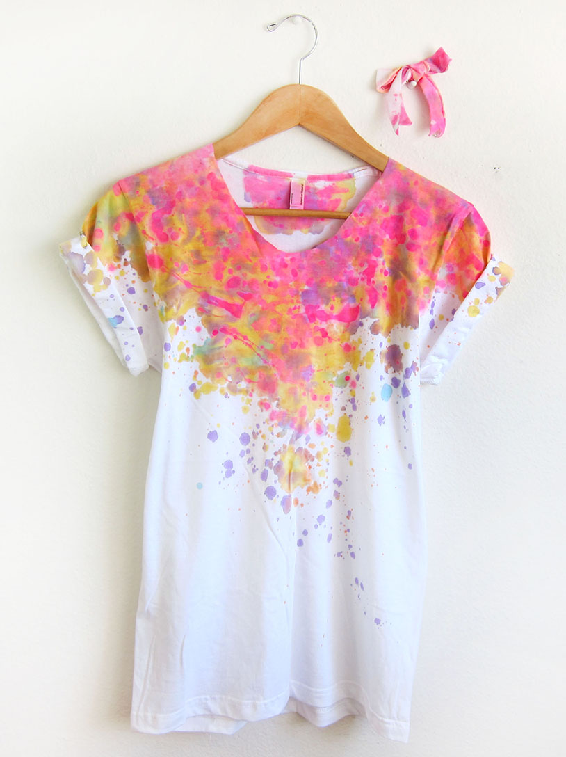 Splash Dyed Tee - Acid Pink