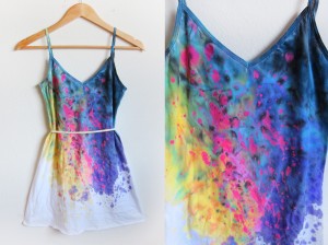 dyed spaghetti dress collage