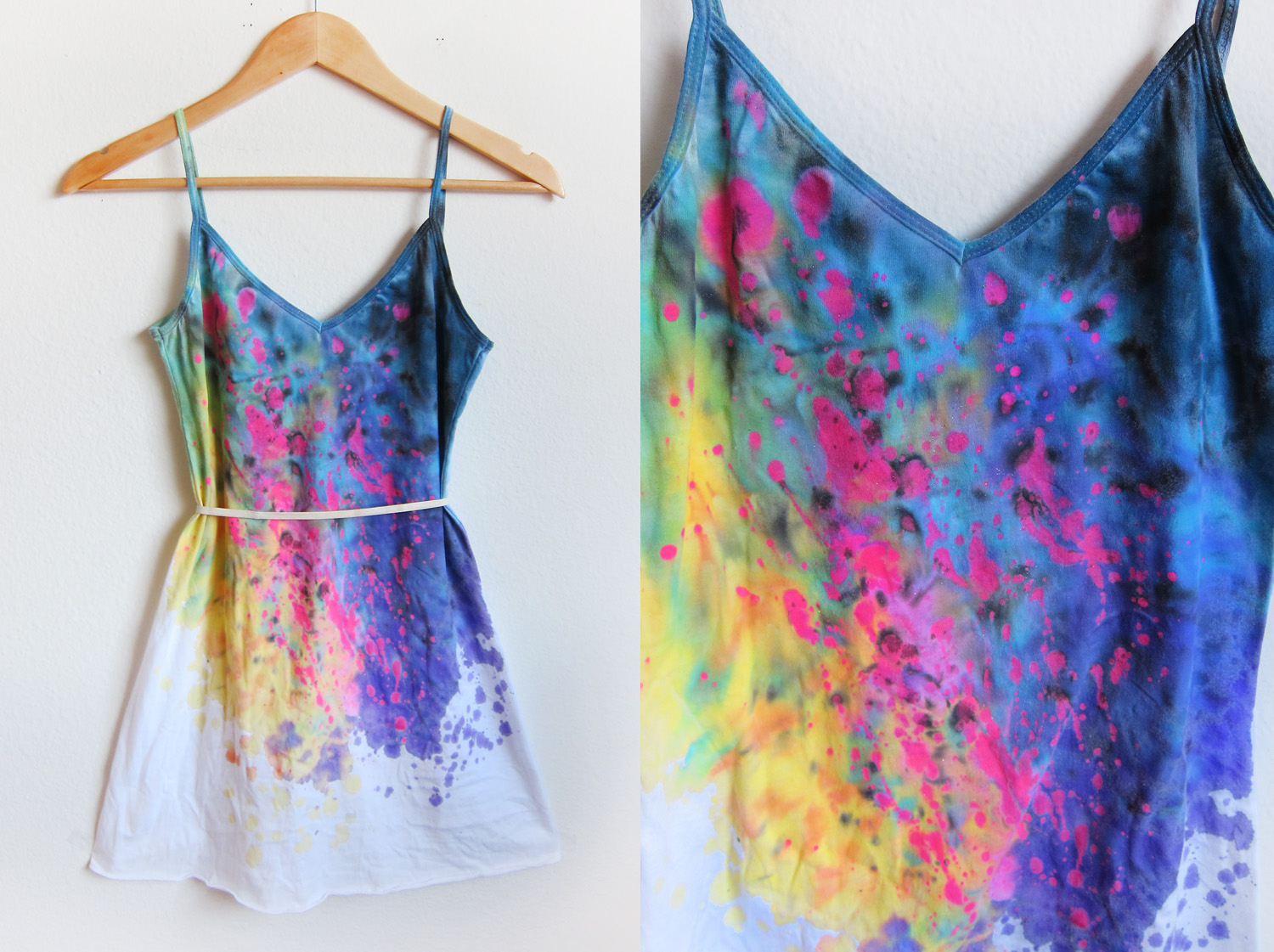 dyed spaghetti dress collage